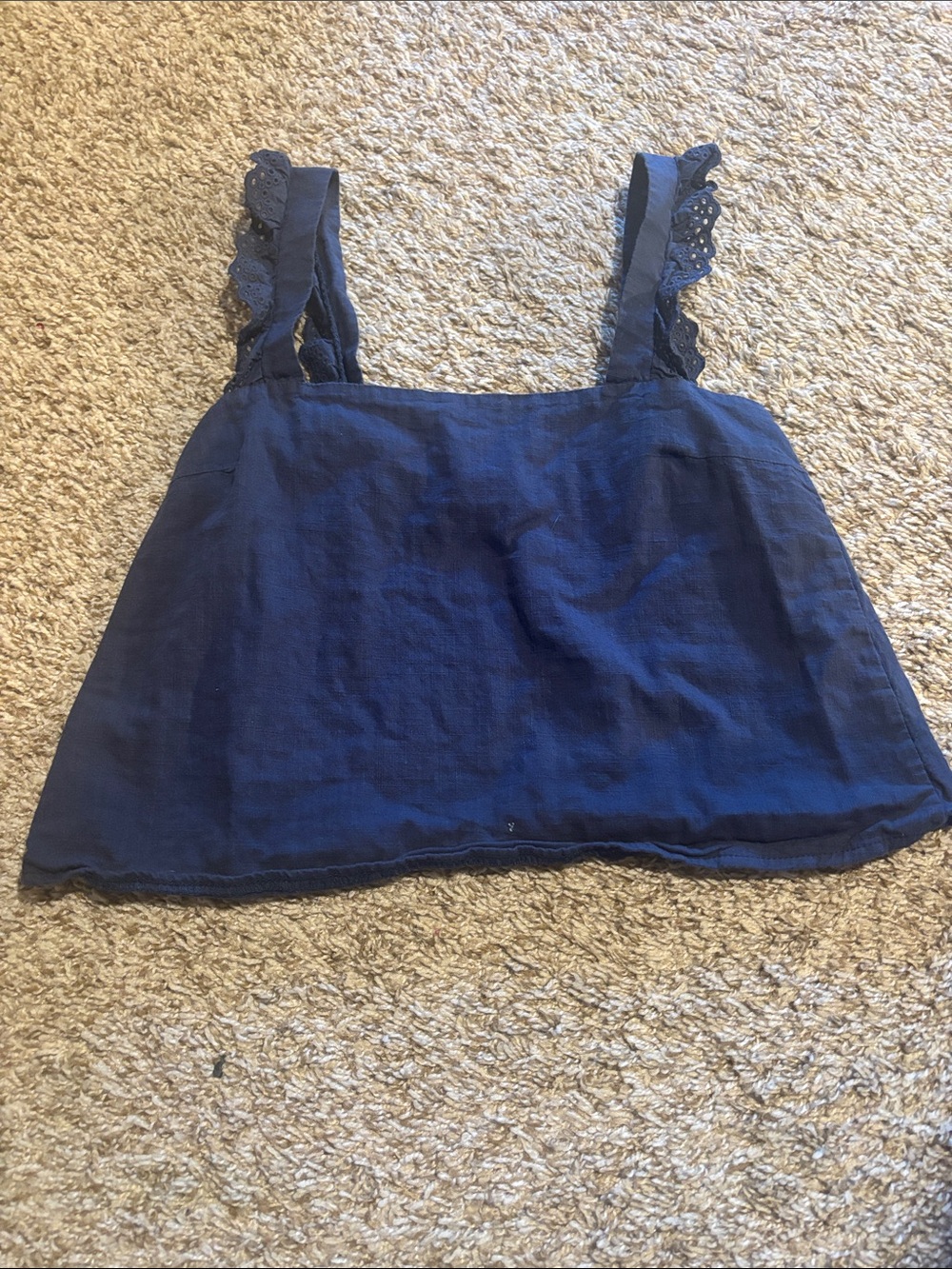 Edikted Navy Eyelet Strap Cropped Camisole